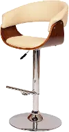 Cream and Walnut Swivel Adjustable Bar Stool - Paris