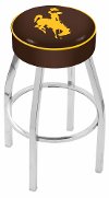 L8C125Wymng Chrome 25 Inch Cushion Counter Stool - University of Wyoming