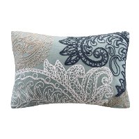 INK+IVY Embroidered Blue Throw Pillow