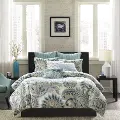 Mira Taupe and Blue King Bedding Collection