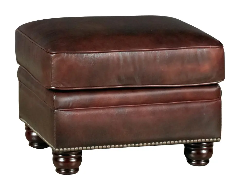 Novara Brown Leather Classic Ottoman-1