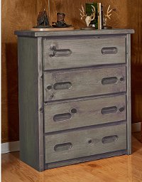 Rustic Driftwood 4-Drawer Chest - Fort