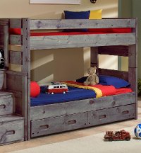 Driftwood Twin-over-Twin Bunk Bed with Storage - Fort