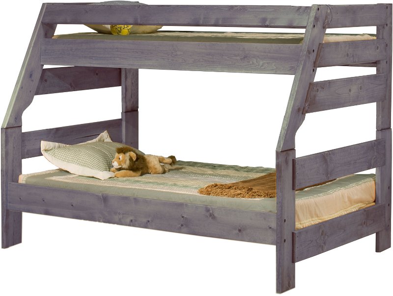Fort Driftwood Gray Twin Over Full Bunk, Rustic Bunk Beds Twin Over Full