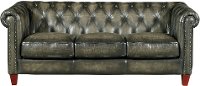 Traditional Charcoal Gray Leather Sofa - Fusion