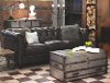 Traditional Charcoal Gray Leather Sofa - Fusion-2