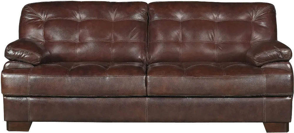 Amarillo Brown Leather-Match Contemporary Sofa-1