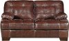Contemporary Walnut Brown Leather-Match Loveseat - Amarillo