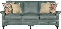 Classic Traditional Green Leather Sofa - Silver Lake