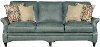 Clearance Classic Traditional Green Leather Sofa - Silver Lake