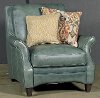 Classic Traditional Green Leather Chair - Silver Lake