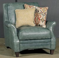 Classic Traditional Green Leather Chair - Silver Lake