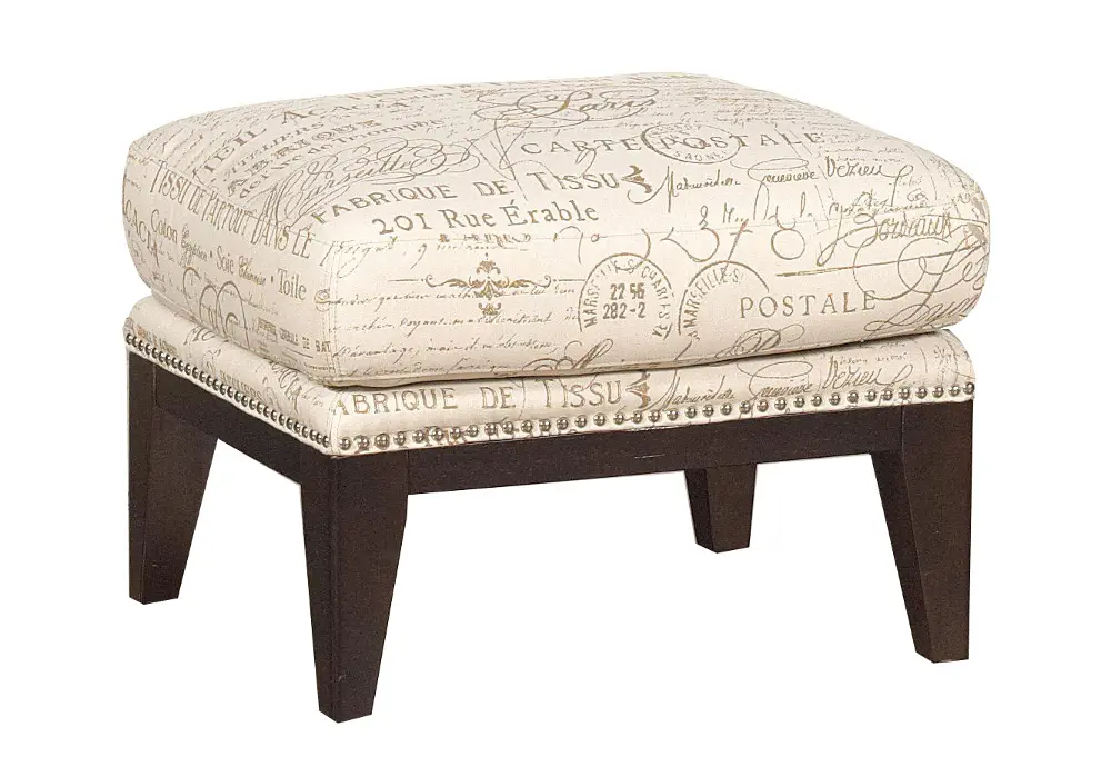 Sanserif Parchment Upholstered Ottoman - Stampede-1