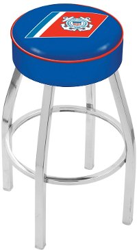 Chrome 25 Inch Cushion Counter Stool - US Coast Guard