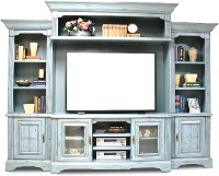 5 Piece Slate Blue Entertainment Center - Legacy