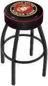 Black 25 Inch Cushion Swivel Counter Stool - US Marines
