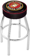 Chrome 25 Inch Cushion Swivel Counter Stool - US Marines