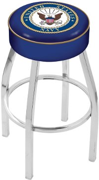 L8C125Navy Chrome 25 Inch Cushion Counter Stool - US Navy