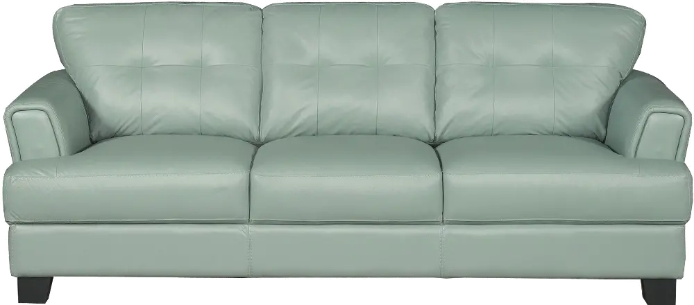 Contemporary Seafoam Green Leather Sofa - District-1