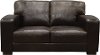 Clearance Casual Contemporary Brown Leather Loveseat - Aspen