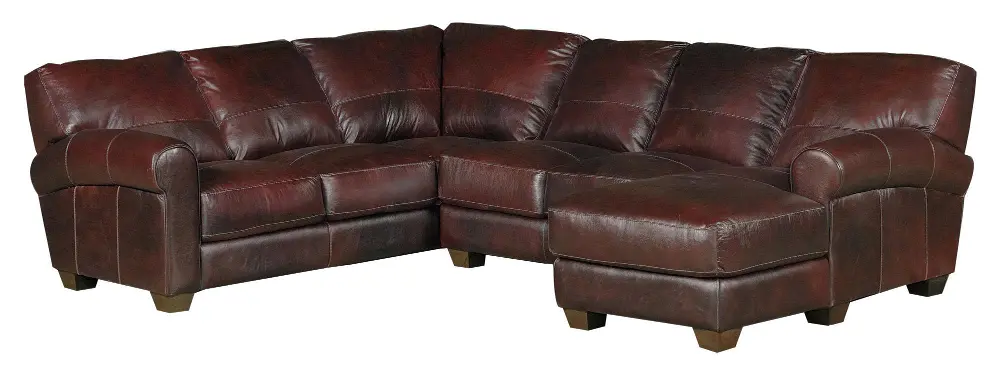 Houston Brown Leather 3 Piece Sectional-1