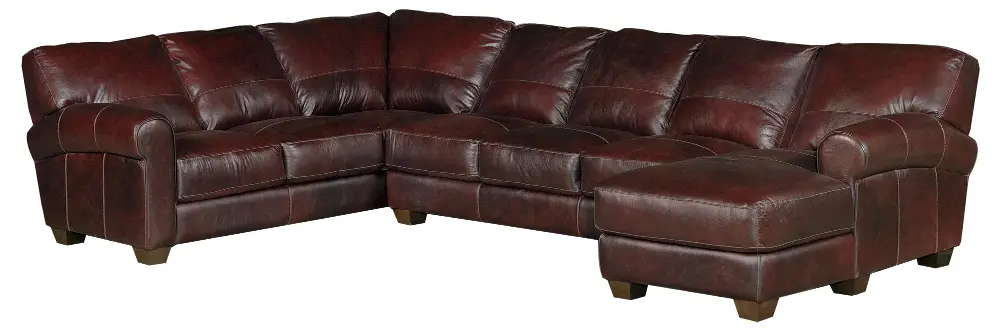 Houston Brown Leather 3 Piece Casual Sectional -1