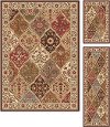 ELG5120SET3 3 Piece Set Tan and Red Area Rug - Elegance