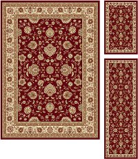 ELG5140SET3 3 Piece Set Beige and Red Area Rug - Elegance