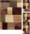 ELG5210SET3 3 Piece Set Brown, Red, and Green Area Rug - Elegance