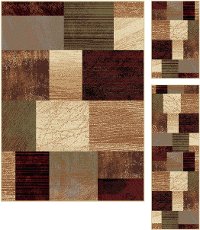 ELG5210SET3 3 Piece Set Brown, Red, and Green Area Rug - Elegance