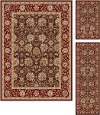 ELG5338 SET3 3 Piece Set Red, Brown, and Gold Area Rug - Elegance
