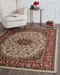 ELG5392 SET3 3 Piece Set Ivory, Red & Gold Area Rug - Elegance
