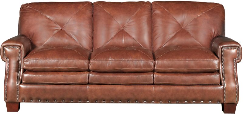 mckinney oak leather sofa