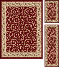 ELG5400SET3 3 Piece Set Ivory, Gold, and Red Area Rug - Elegance-6