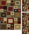 ELG5410SET3 3 Piece Set Red, Gray-Blue, and Beige Area Rug - Elegance