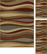 ELG5420 SET3 3 Piece Set Red, Gray-Blue, and Beige Area Rug - Elegance-6