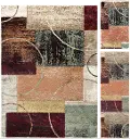 DCO1004SET3 3 Piece Set Red, Brown, and Teal Area Rug - Deco
