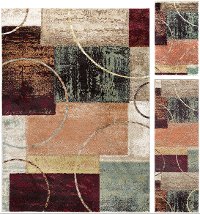 DCO1004SET3 3 Piece Set Red, Brown, and Teal Area Rug - Deco