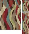 DCO1013 SET3 3 Piece Set Brown, Red, and Teal Blue Area Rug - Deco-3