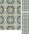 DCO1017 SET3 3 Piece Set Teal Blue, Ivory & Green Area Rug - Deco-3