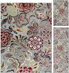 DCO1023SET3 3 Piece Set Teal Blue, Ivory, and Red Area Rug - Deco