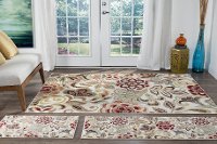 DCO1025SET3 3 Piece Set Teal Blue, Ivory, and Red Area Rug - Deco-5