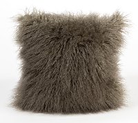Taupe 18 Inch Tibetan Lamb Throw Pillow