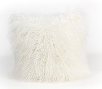 White 18 Inch Tibetan Lamb Throw Pillow