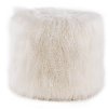 White 19 Inch x 18 Inch Faux Lamb Cylinder Stool