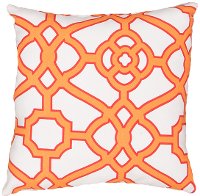 VER58-VERANDAIN-OUT Veranda White and Orange Indoor/Outdoor Throw Pillow