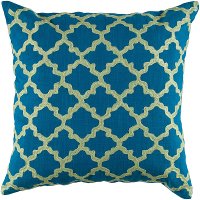 Peacock Blue and Lime Green Throw Pillow