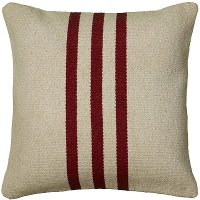 Beige and Red 18 Inch Striped Throw Pillow