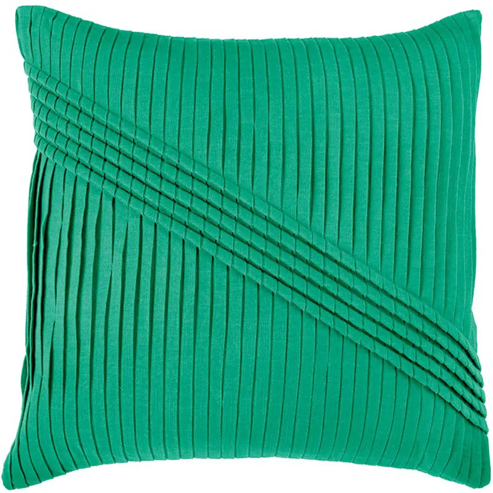 Emerald Green Pleated 22 Inch Throw Pillow-1