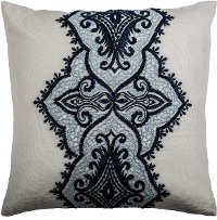 White Cotton Throw Pillow with Applique
